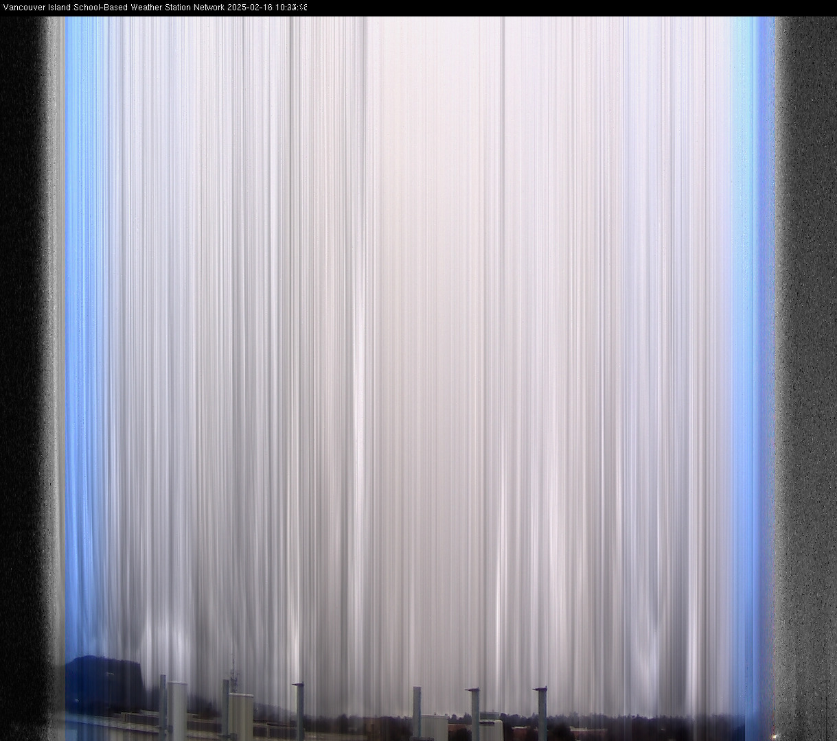 image of the sky seen from UVic, each column of pixels is a different minute, keogram
