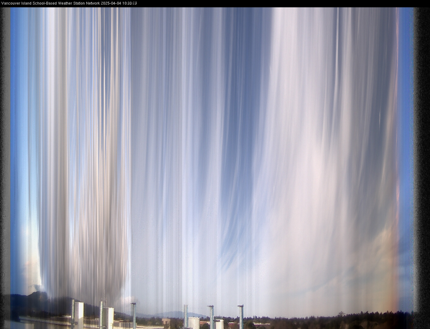 image of the sky seen from UVic, each column of pixels is a different minute, keogram