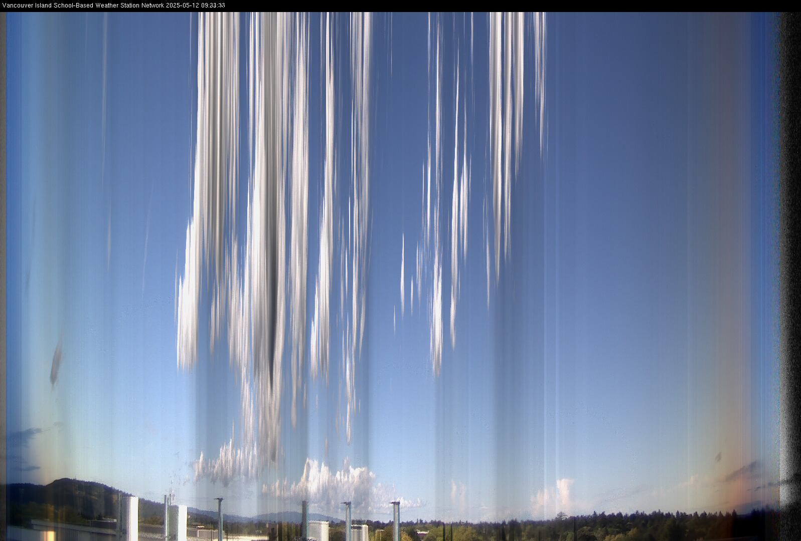 image of the sky seen from UVic, each column of pixels is a different minute, keogram