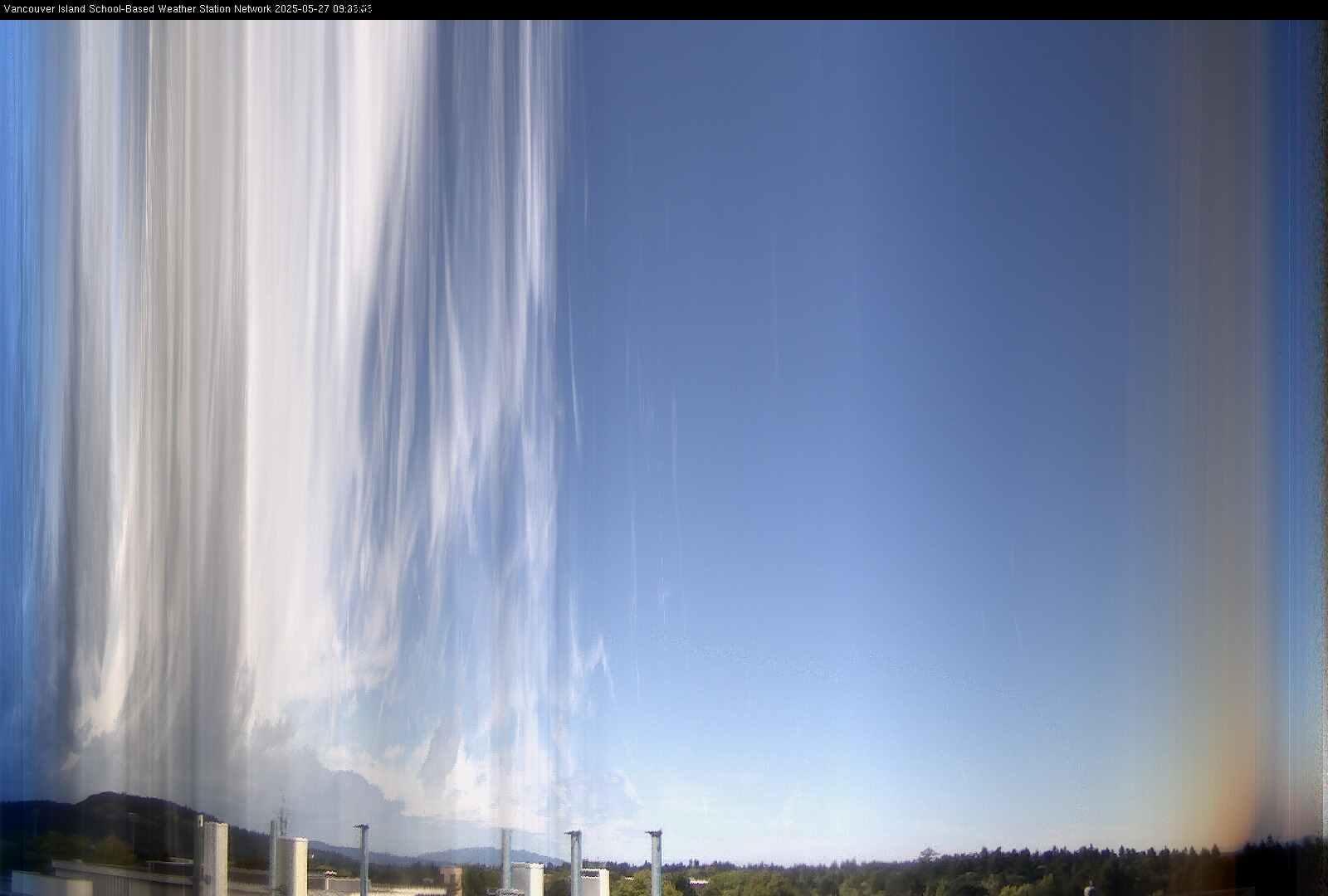 image of the sky seen from UVic, each column of pixels is a different minute, keogram