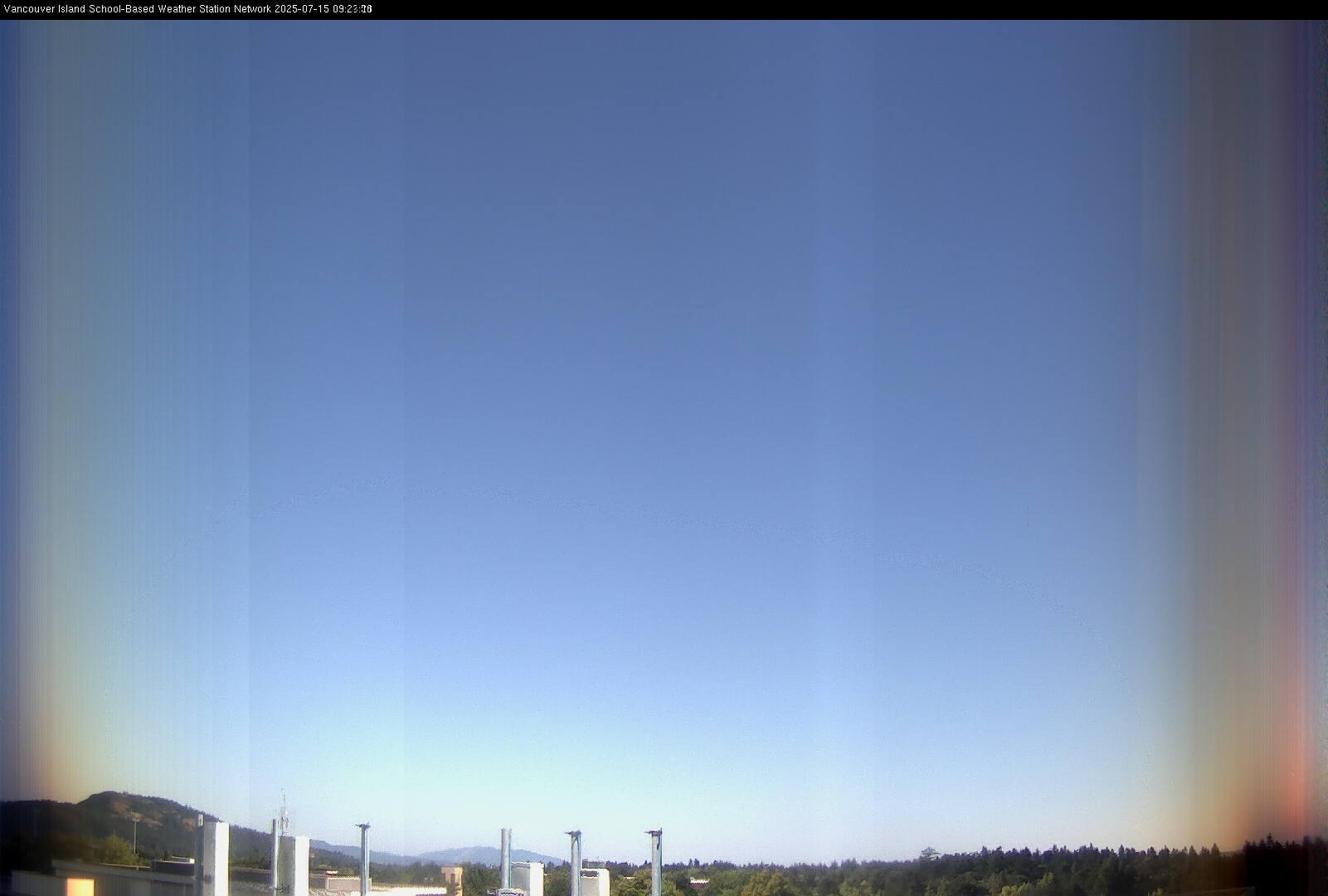 image of the sky seen from UVic, each column of pixels is a different minute, keogram