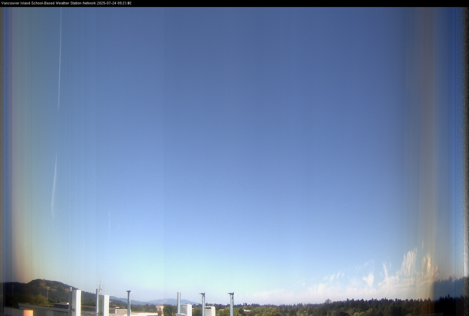 image of the sky seen from UVic, each column of pixels is a different minute, keogram
