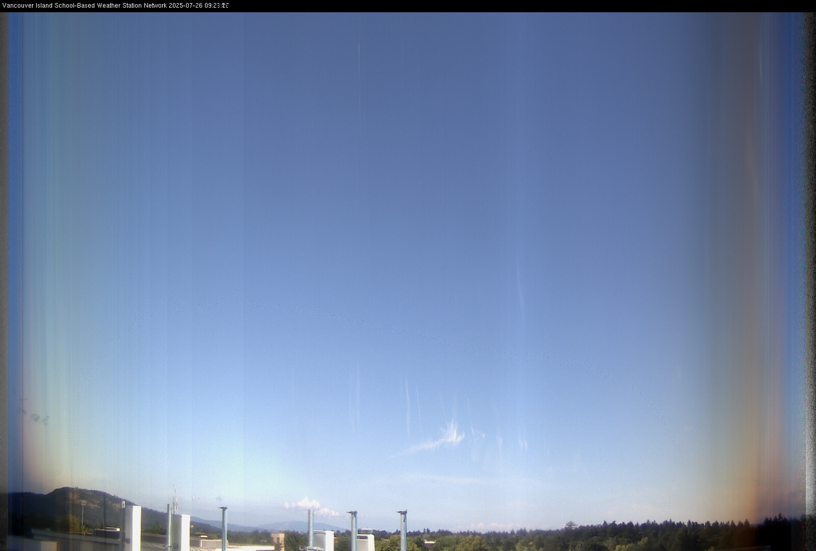 image of the sky seen from UVic, each column of pixels is a different minute, keogram