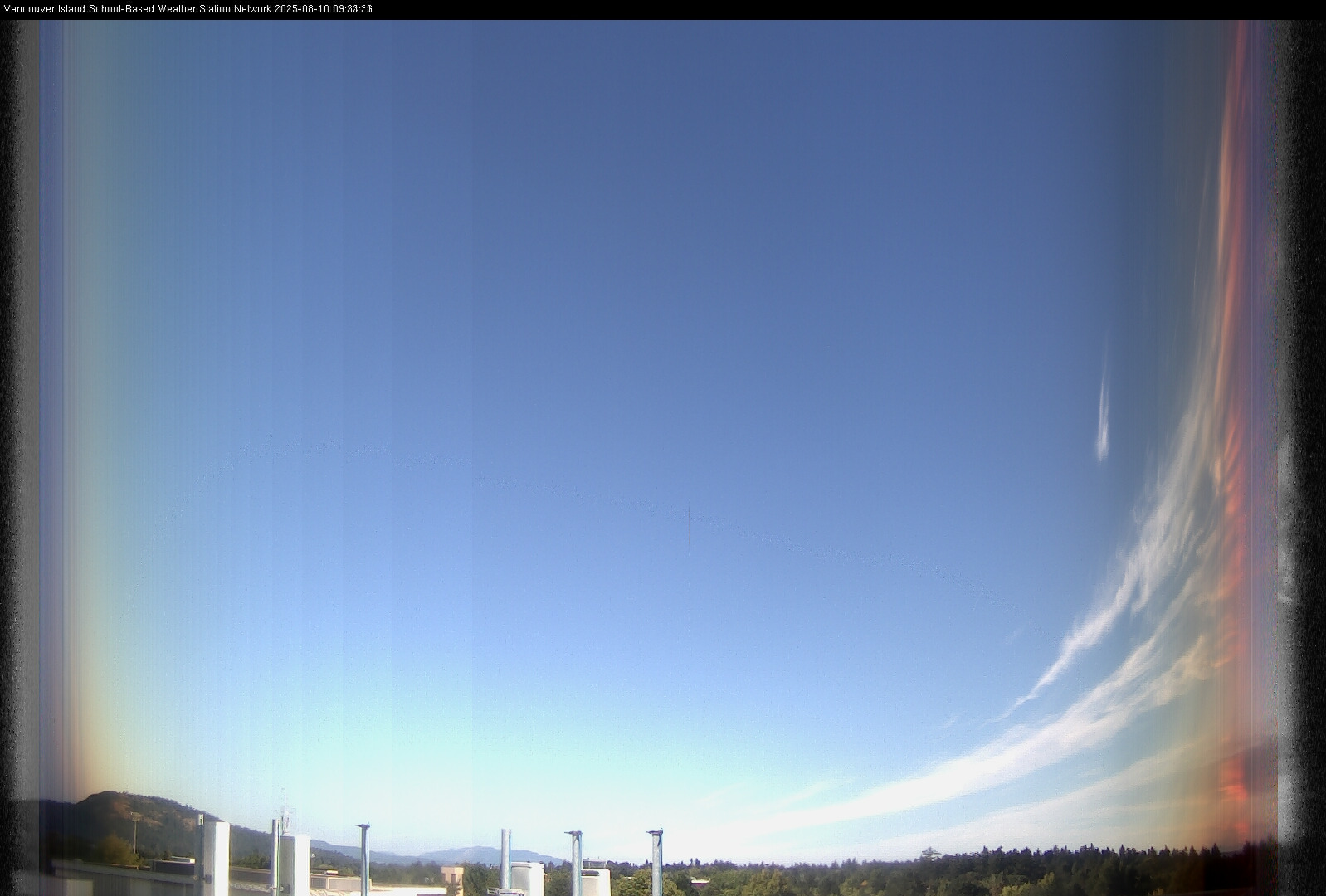 image of the sky seen from UVic, each column of pixels is a different minute, keogram