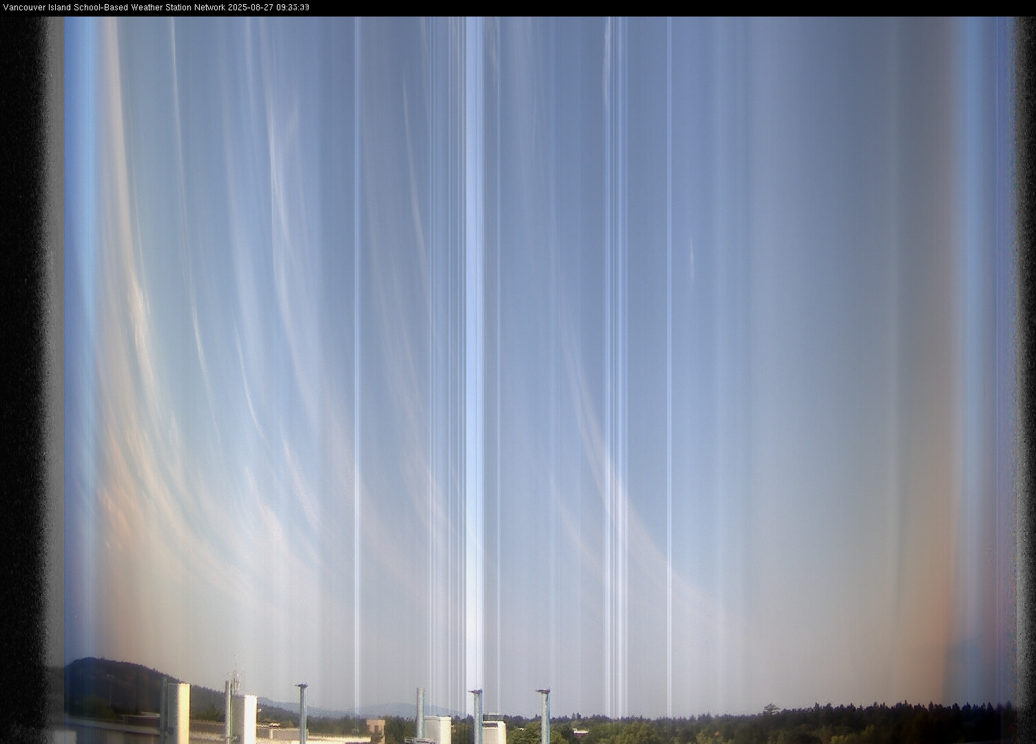 image of the sky seen from UVic, each column of pixels is a different minute, keogram