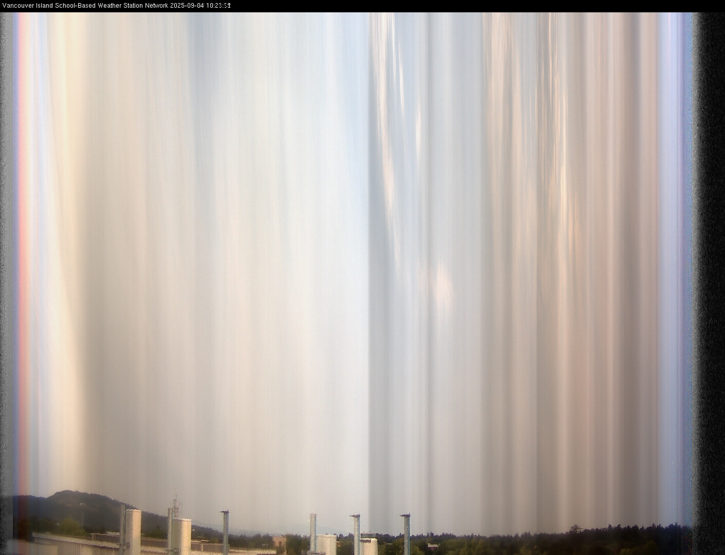 image of the sky seen from UVic, each column of pixels is a different minute, keogram