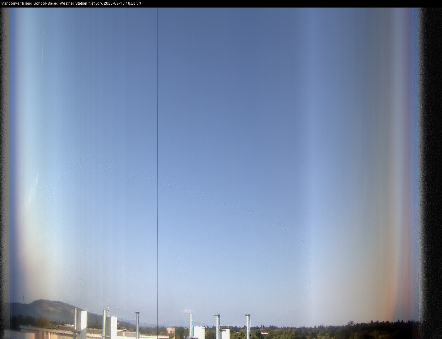image of the sky seen from UVic, each column of pixels is a different minute, keogram