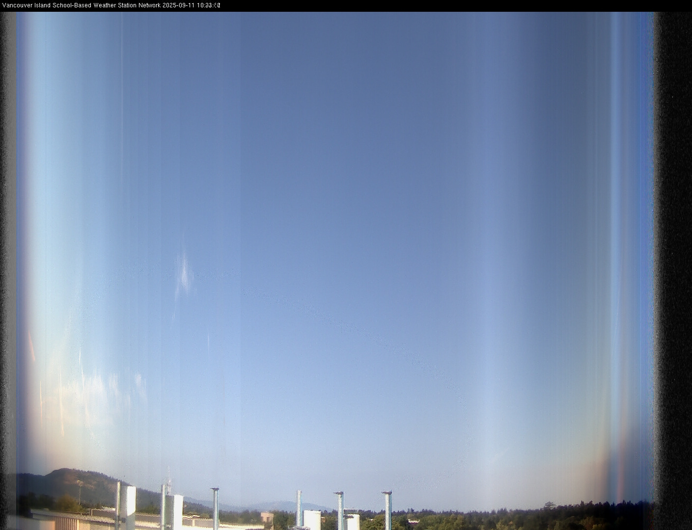 image of the sky seen from UVic, each column of pixels is a different minute, keogram
