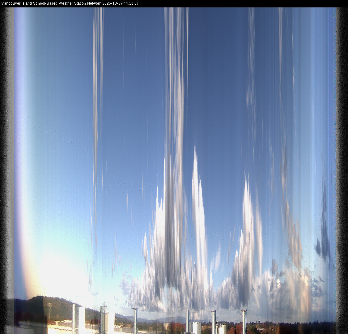 image of the sky seen from UVic, each column of pixels is a different minute, keogram