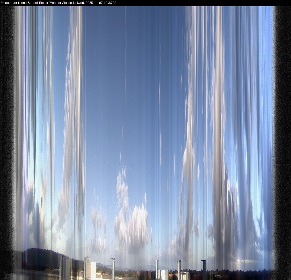 image of the sky seen from UVic, each column of pixels is a different minute, keogram