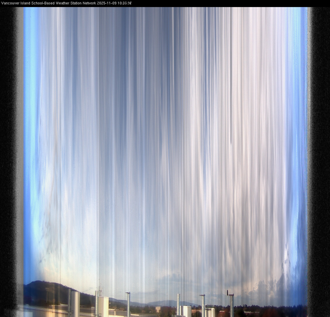 image of the sky seen from UVic, each column of pixels is a different minute, keogram