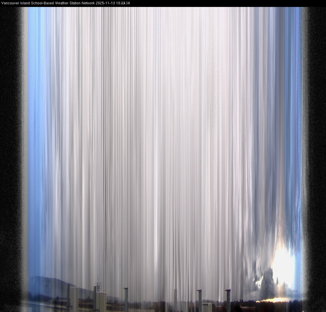 image of the sky seen from UVic, each column of pixels is a different minute, keogram