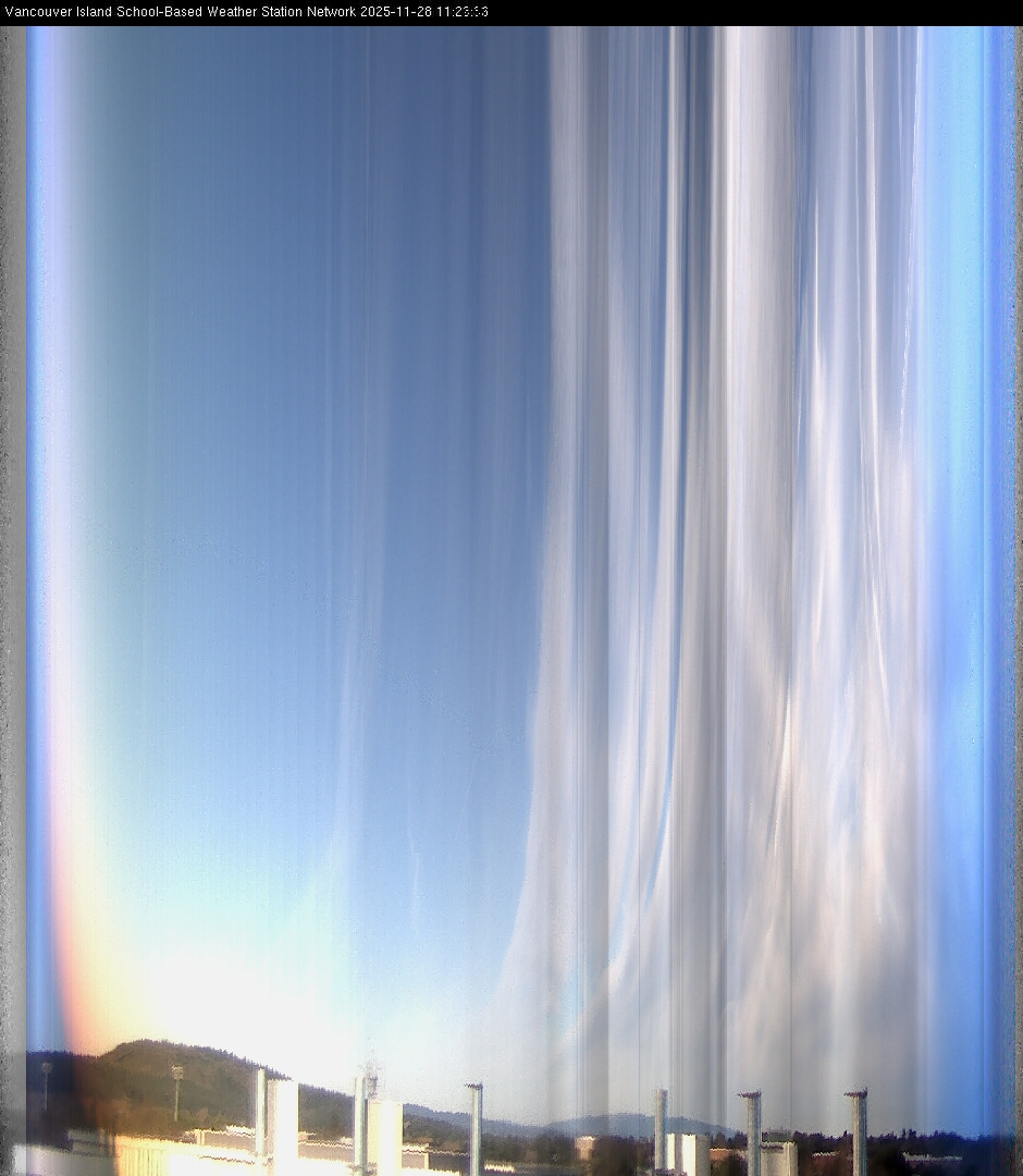 image of the sky seen from UVic, each column of pixels is a different minute, keogram