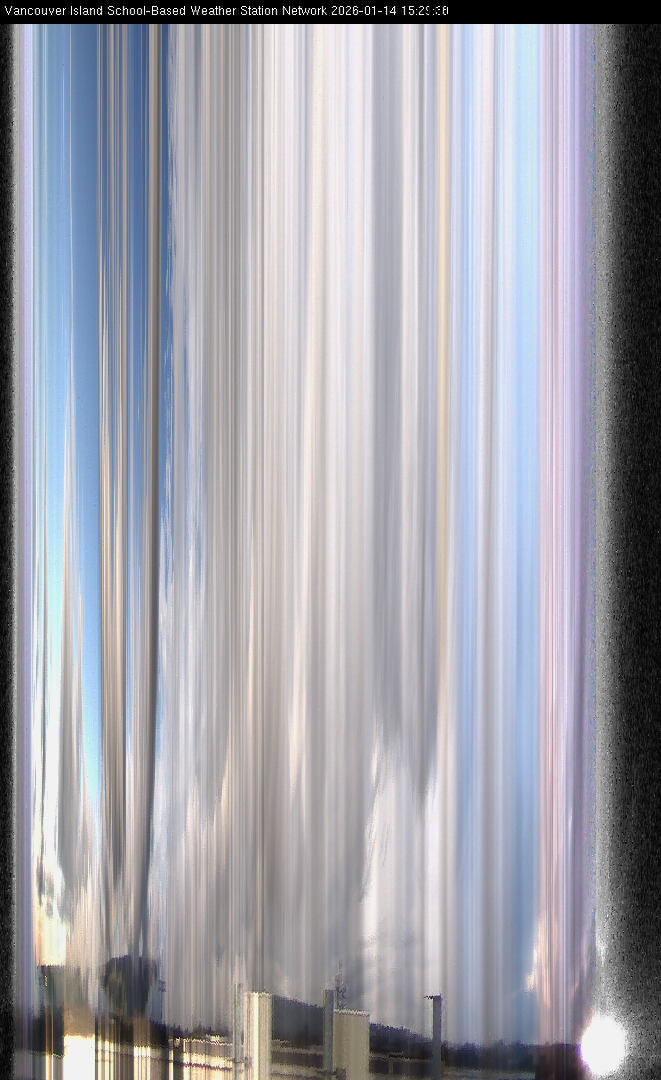 image of the sky seen from UVic, each column of pixels is a different minute, keogram