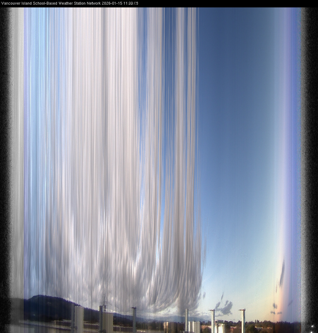 image of the sky seen from UVic, each column of pixels is a different minute, keogram