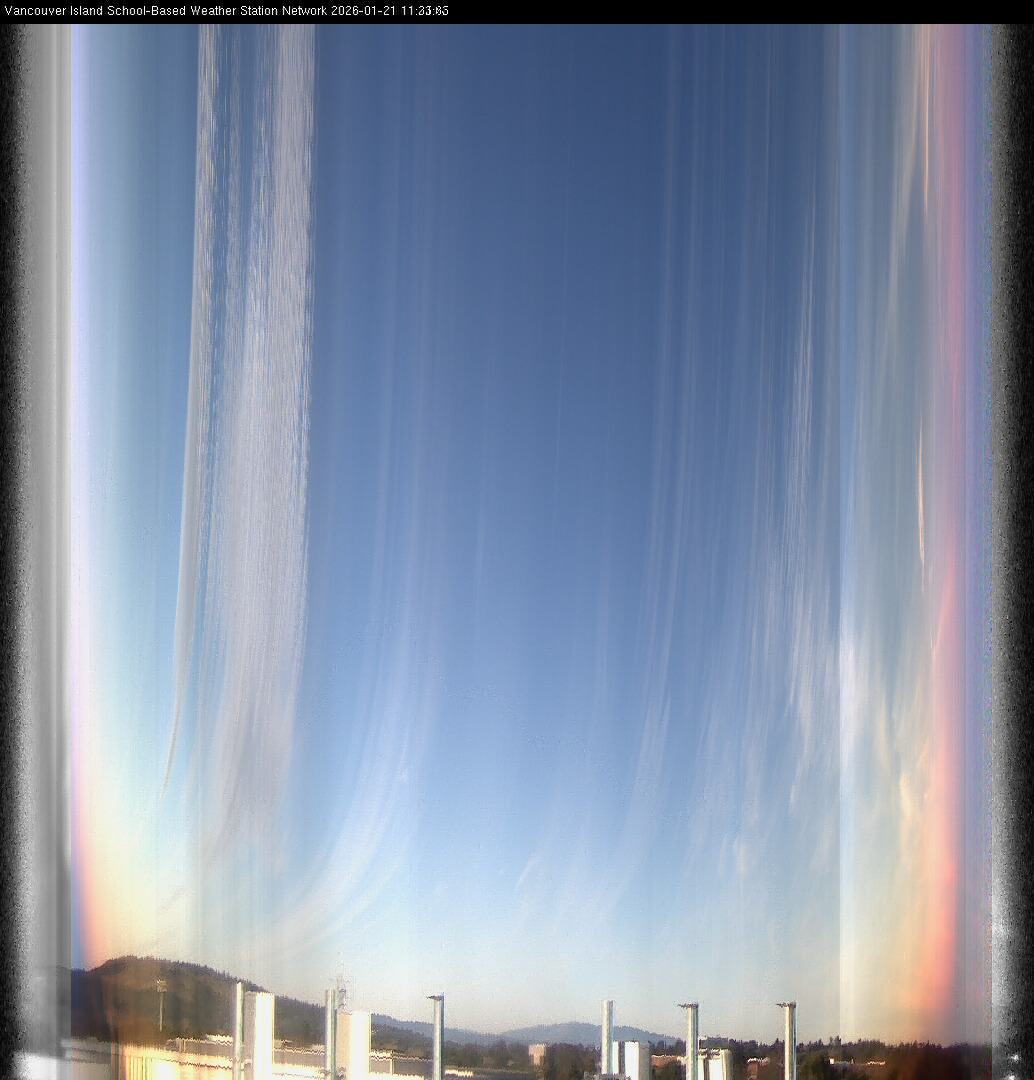 2026-01-21 image of the sky seen from UVic, each column of pixels is a different minute, keogram