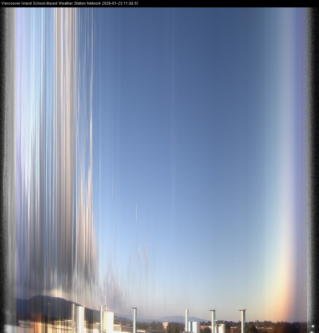 image of the sky seen from UVic, each column of pixels is a different minute, keogram