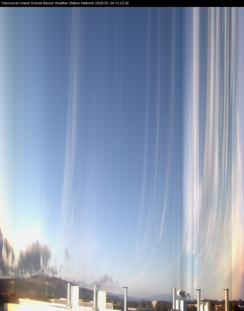 2026-01-24 image of the sky seen from UVic, each column of pixels is a different minute, keogram