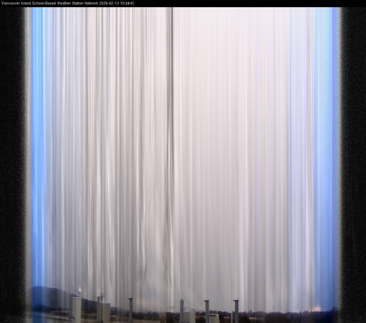 image of the sky seen from UVic, each column of pixels is a different minute, keogram