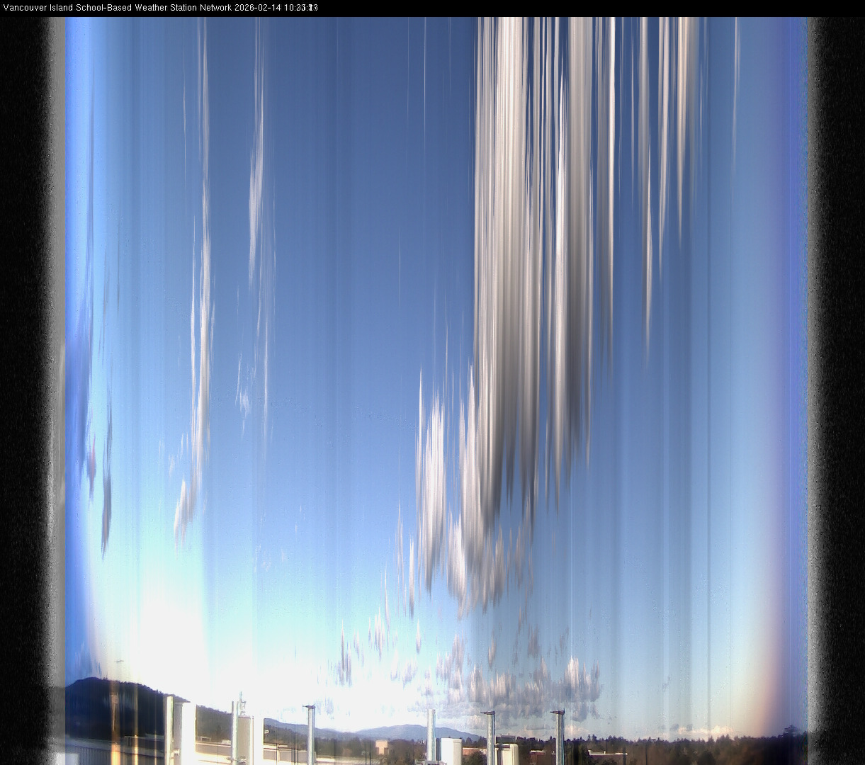 image of the sky seen from UVic, each column of pixels is a different minute, keogram