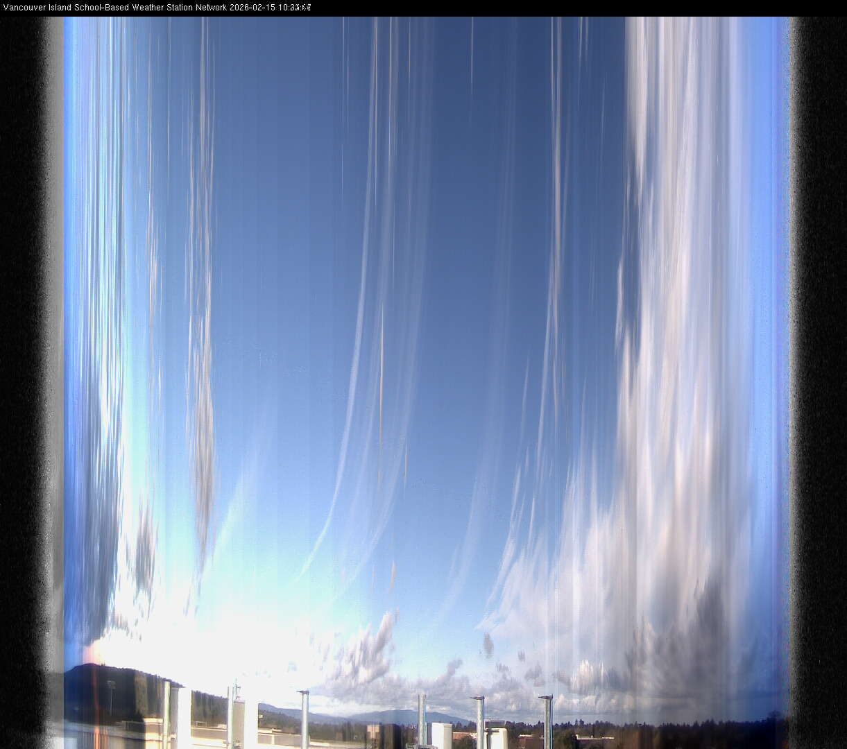 image of the sky seen from UVic, each column of pixels is a different minute, keogram