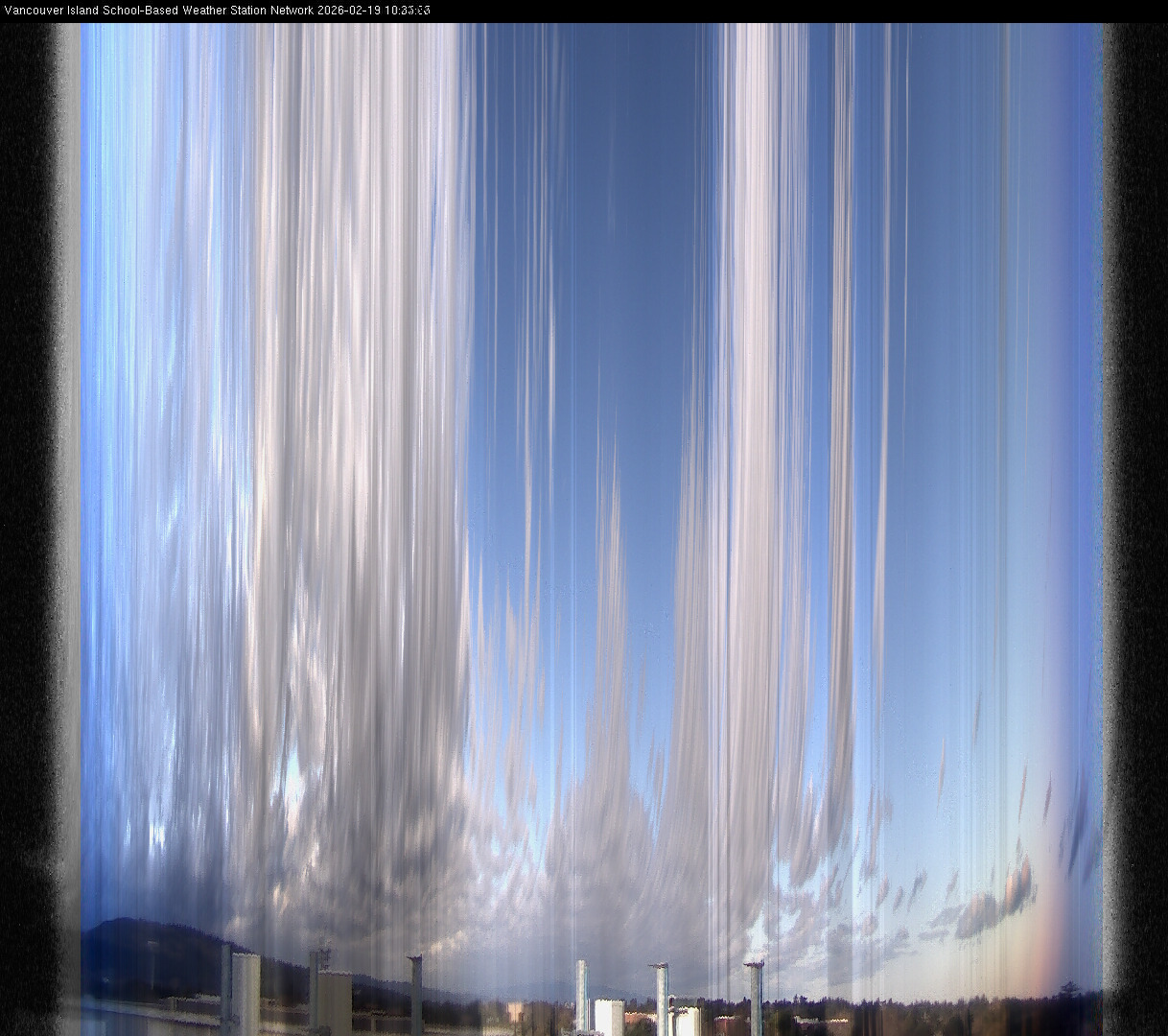 image of the sky seen from UVic, each column of pixels is a different minute, keogram