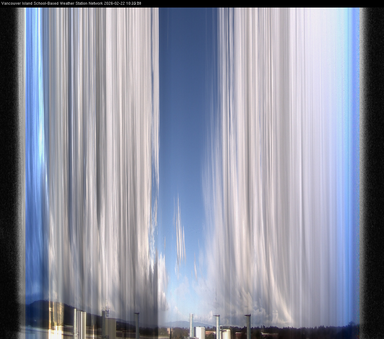 image of the sky seen from UVic, each column of pixels is a different minute, keogram