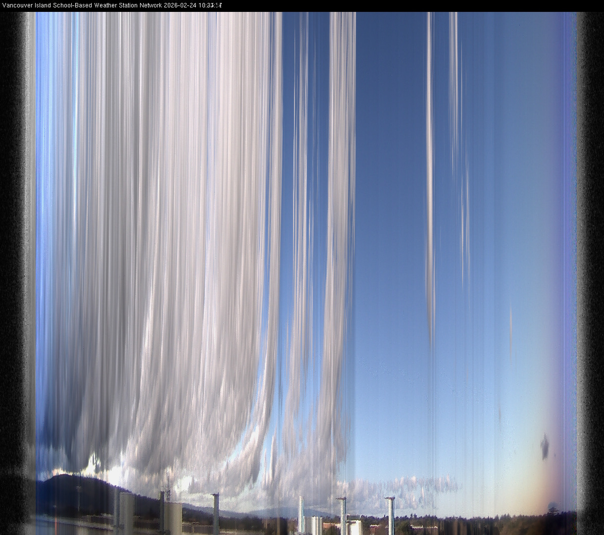 2026-02-24 image of the sky seen from UVic, each column of pixels is a different minute, keogram