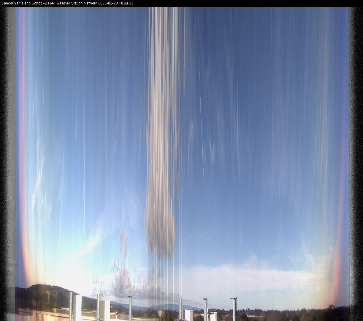 image of the sky seen from UVic, each column of pixels is a different minute, keogram