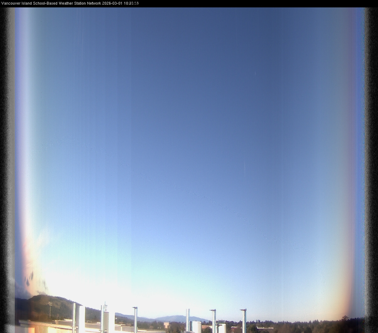 2026-03-01 image of the sky seen from UVic, each column of pixels is a different minute, keogram