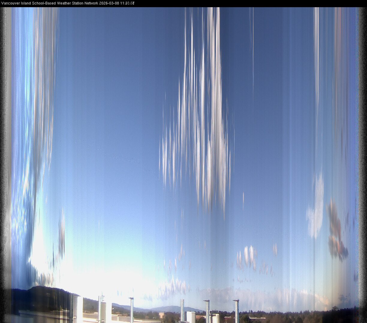 image of the sky seen from UVic, each column of pixels is a different minute, keogram
