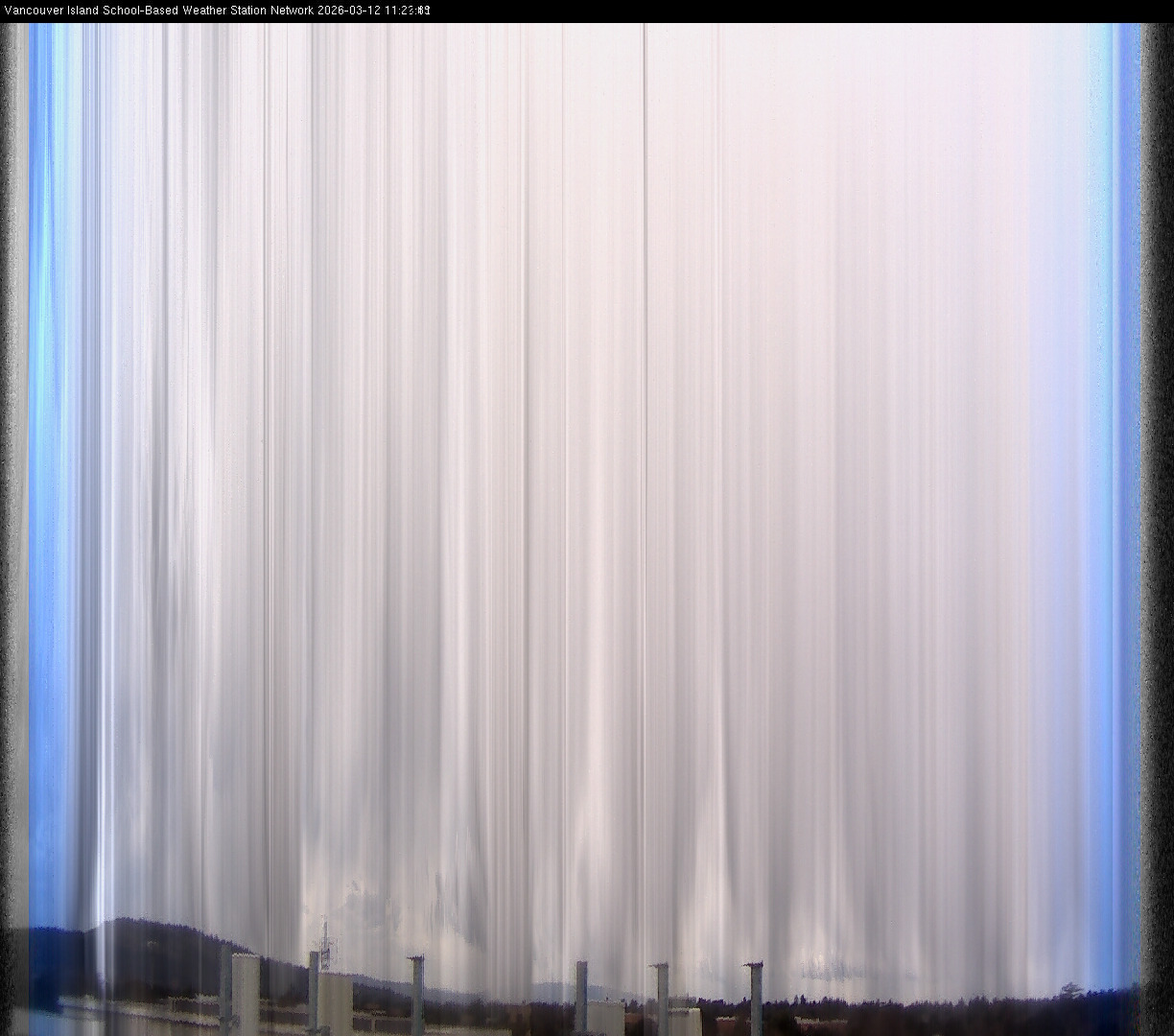 2026-03-12 image of the sky seen from UVic, each column of pixels is a different minute, keogram