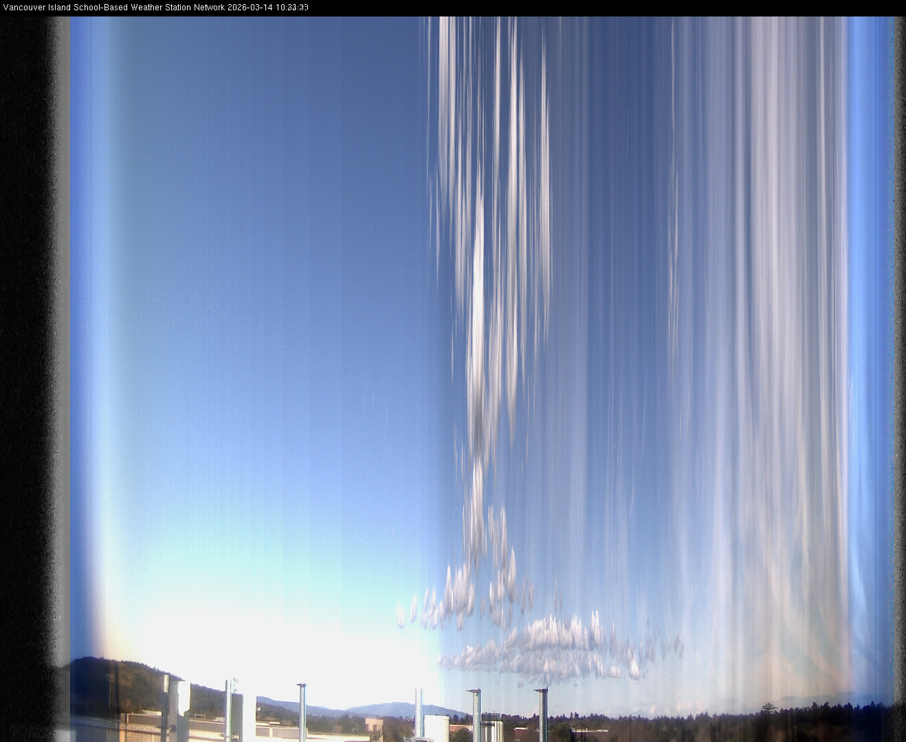 2026-03-14 image of the sky seen from UVic, each column of pixels is a different minute, keogram