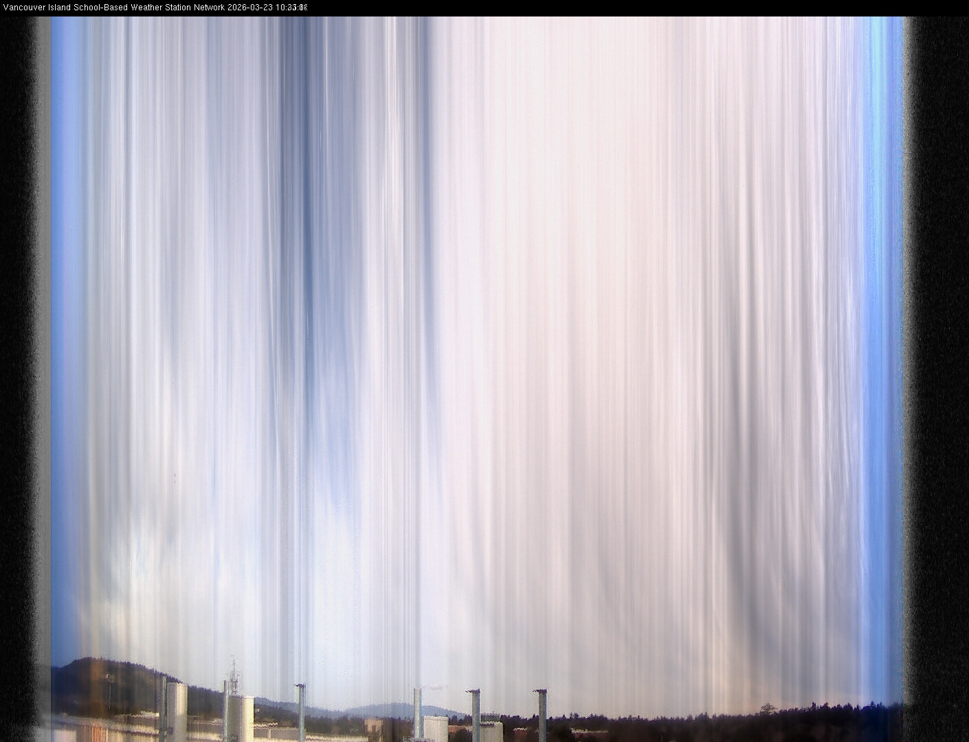 2026-03-23 image of the sky seen from UVic, each column of pixels is a different minute, keogram