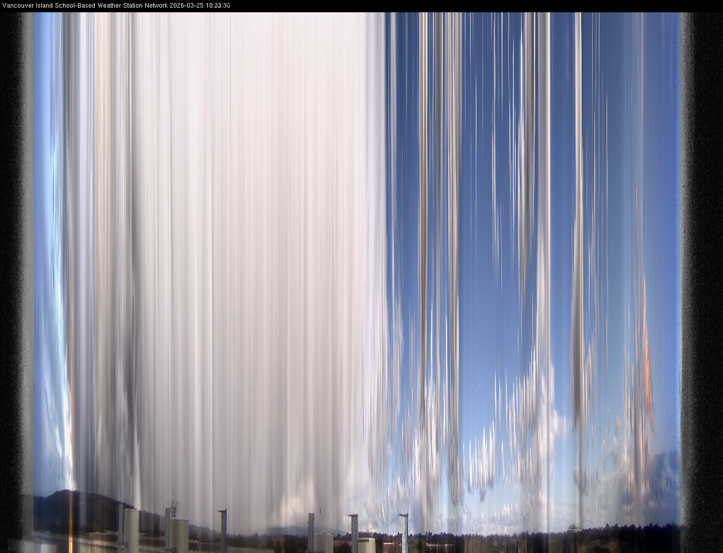 2026-03-25 image of the sky seen from UVic, each column of pixels is a different minute, keogram