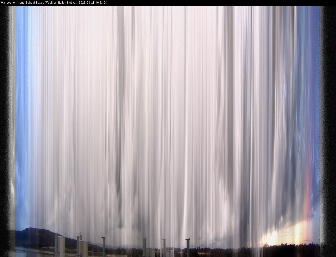 2026-03-29 image of the sky seen from UVic, each column of pixels is a different minute, keogram