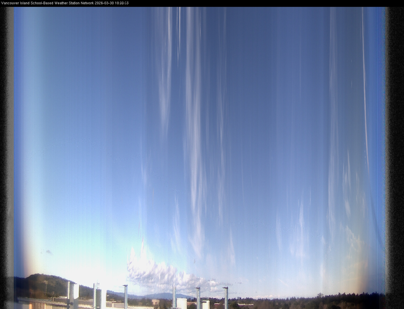 2026-03-30 image of the sky seen from UVic, each column of pixels is a different minute, keogram