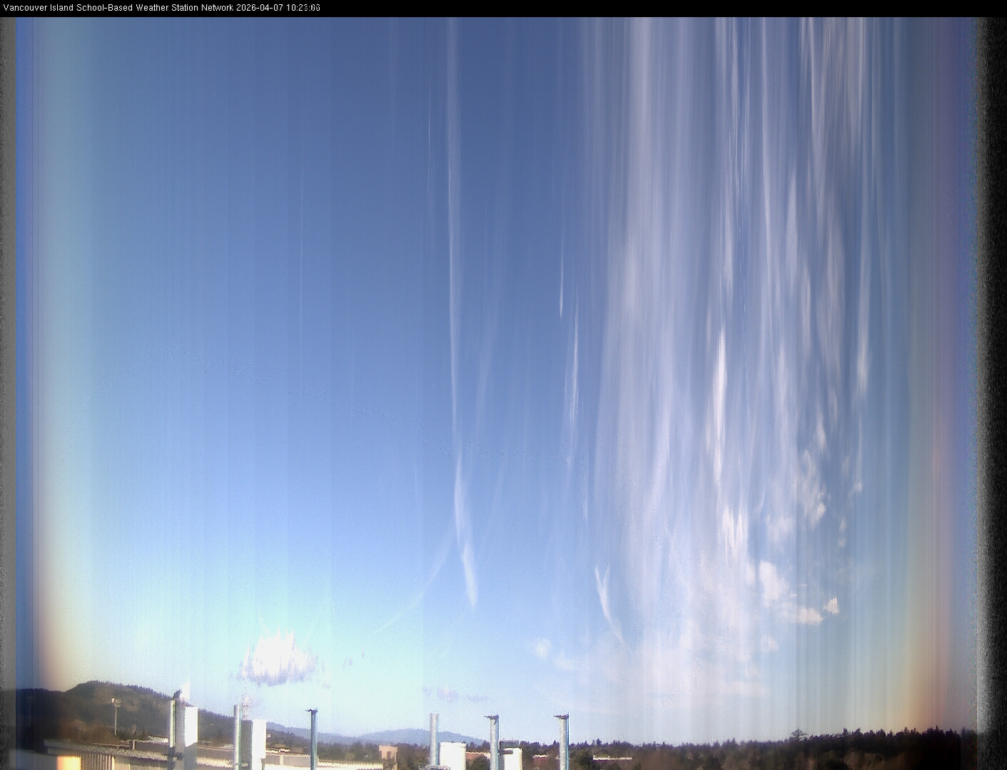 2026-04-07 image of the sky seen from UVic, each column of pixels is a different minute, keogram