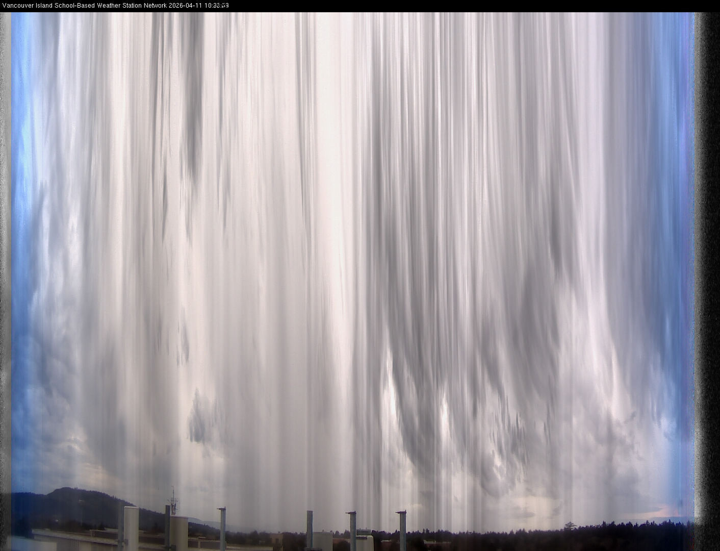 image of the sky seen from UVic, each column of pixels is a different minute, keogram