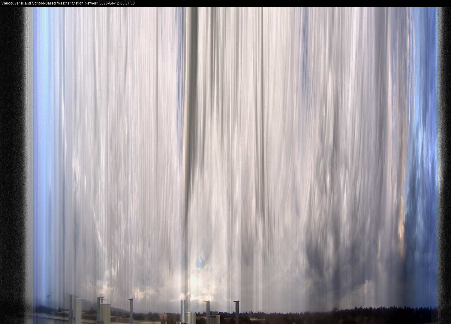 image of the sky seen from UVic, each column of pixels is a different minute, keogram