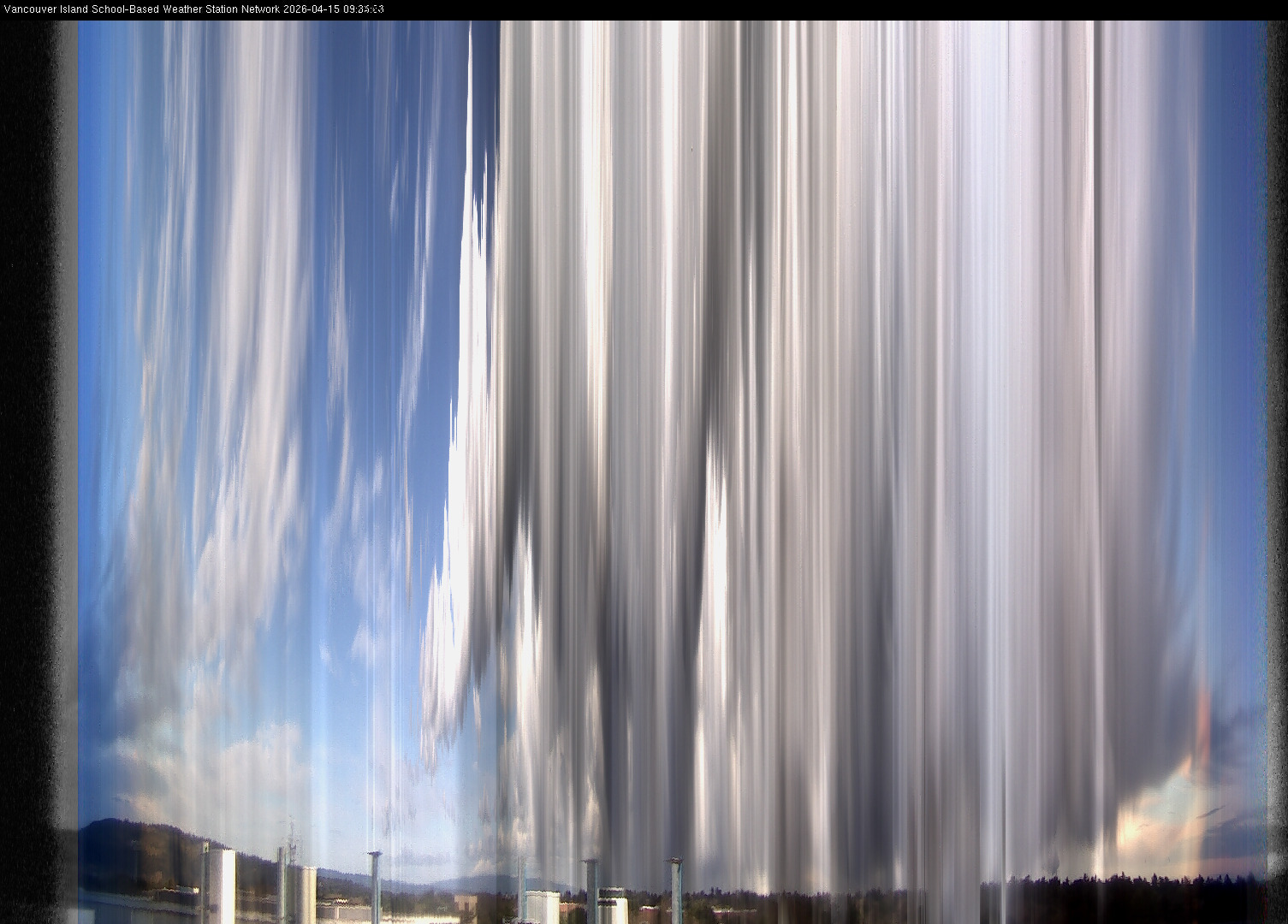 image of the sky seen from UVic, each column of pixels is a different minute, keogram
