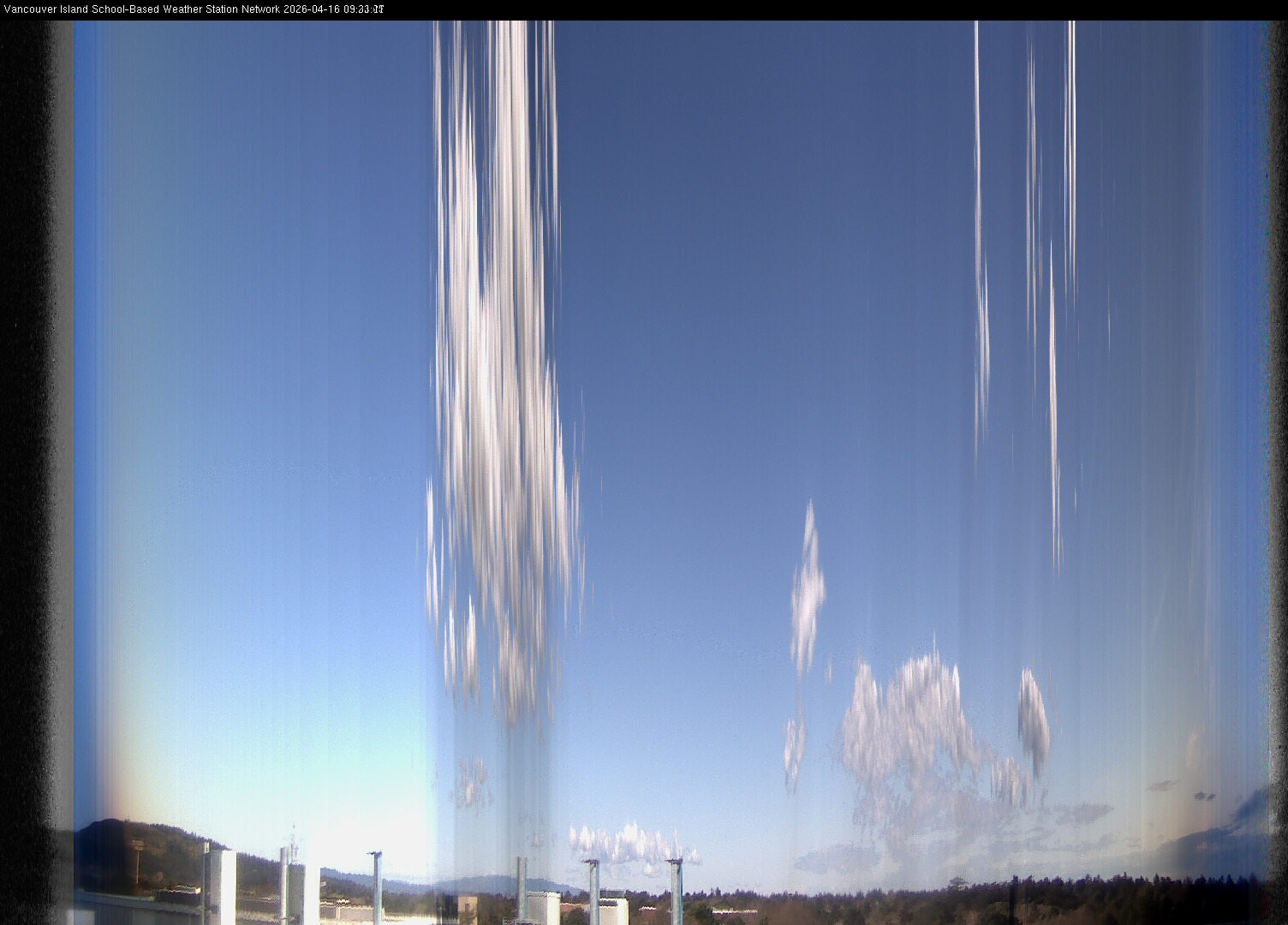 image of the sky seen from UVic, each column of pixels is a different minute, keogram