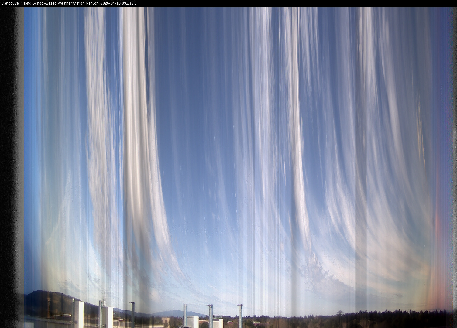 2026-04-19 image of the sky seen from UVic, each column of pixels is a different minute, keogram