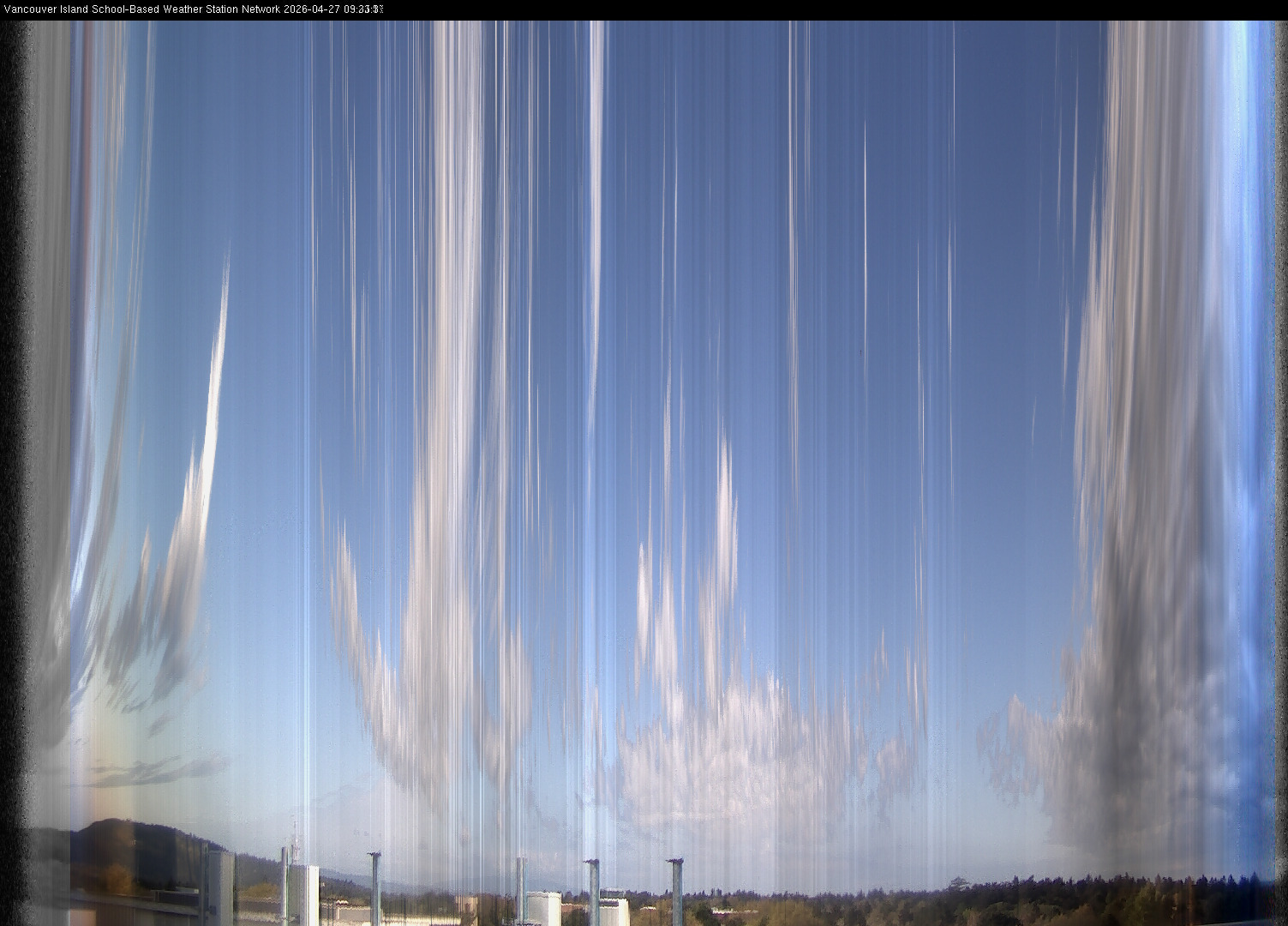 2026-04-27 image of the sky seen from UVic, each column of pixels is a different minute, keogram