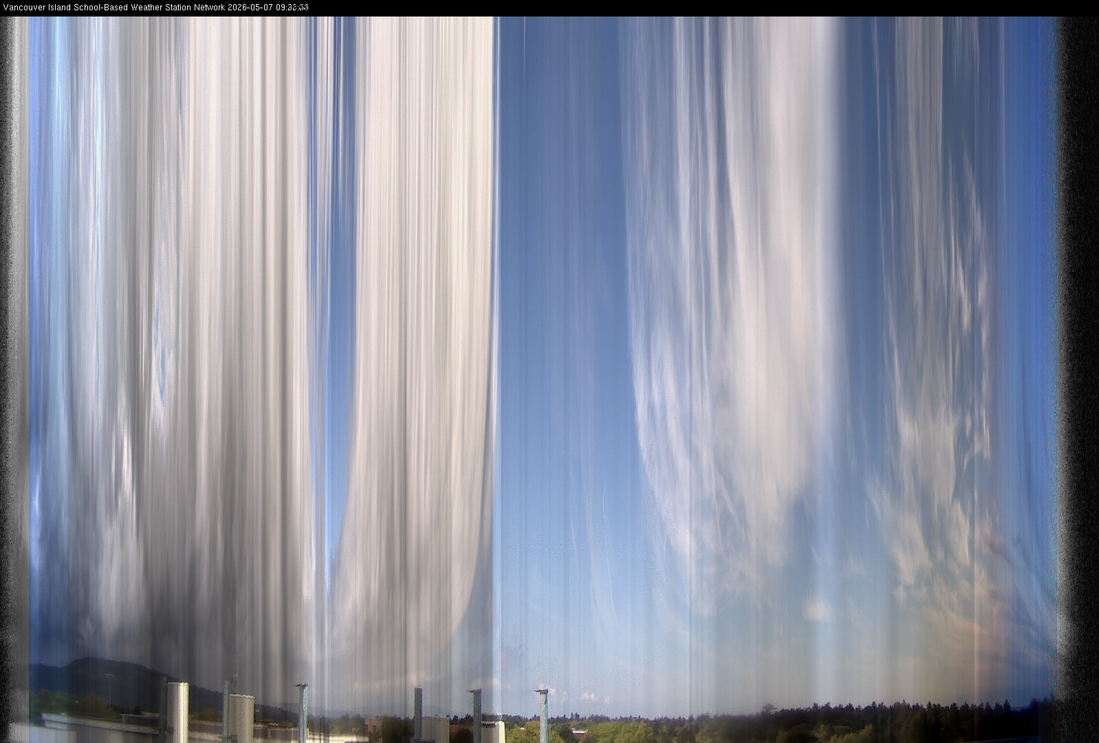 2026-05-07 image of the sky seen from UVic, each column of pixels is a different minute, keogram