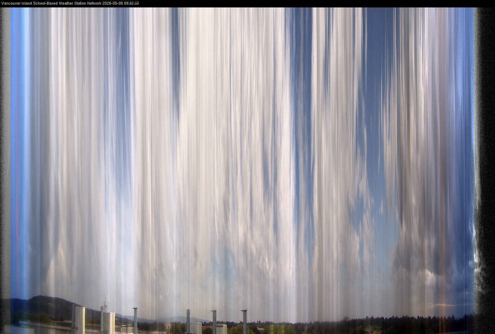 2026-05-08 image of the sky seen from UVic, each column of pixels is a different minute, keogram