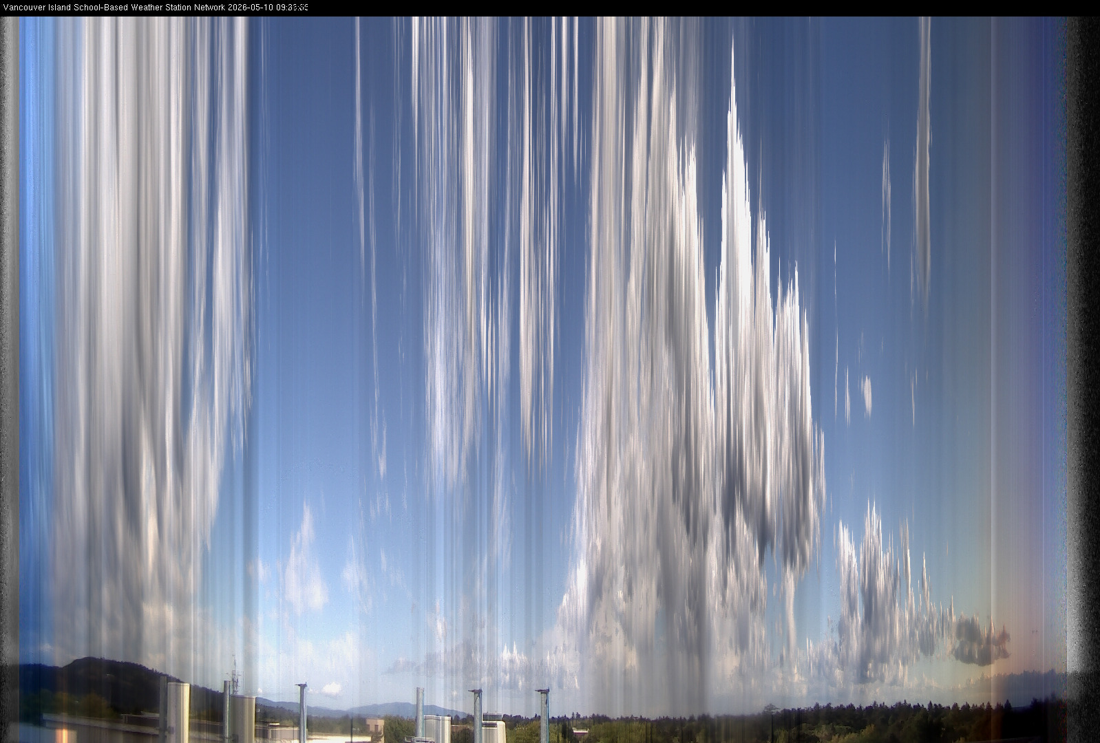 2026-05-10 image of the sky seen from UVic, each column of pixels is a different minute, keogram