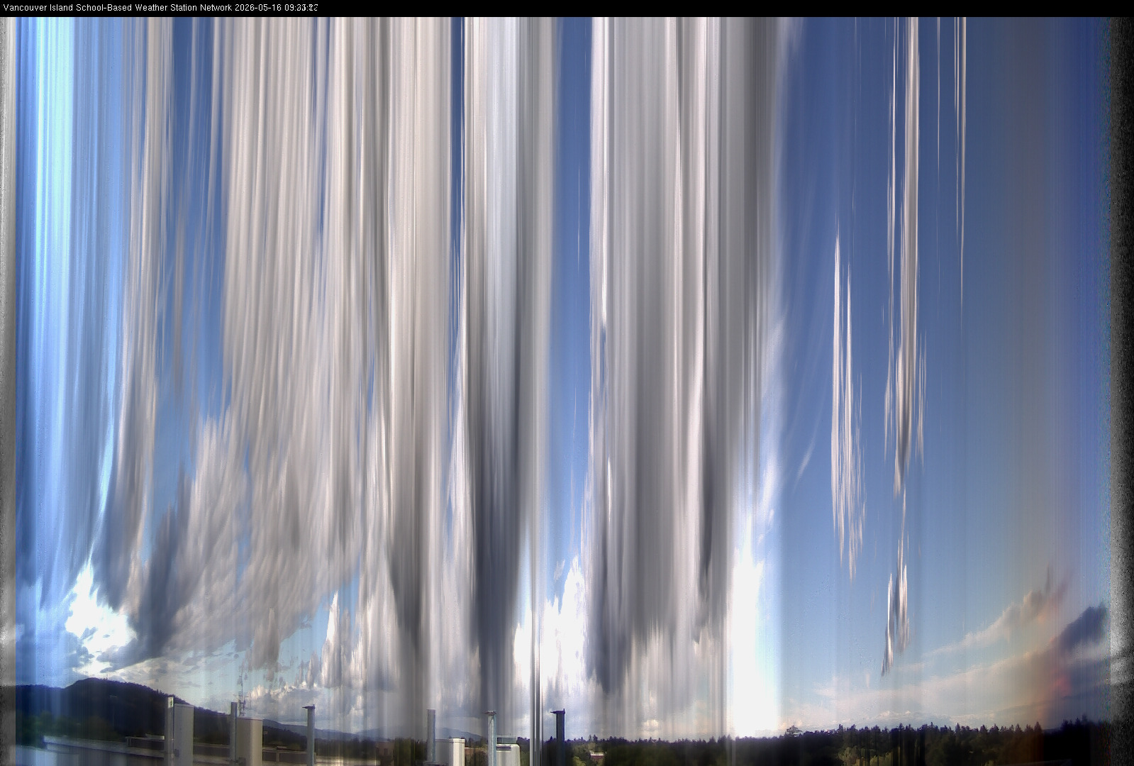 2026-05-16 image of the sky seen from UVic, each column of pixels is a different minute, keogram