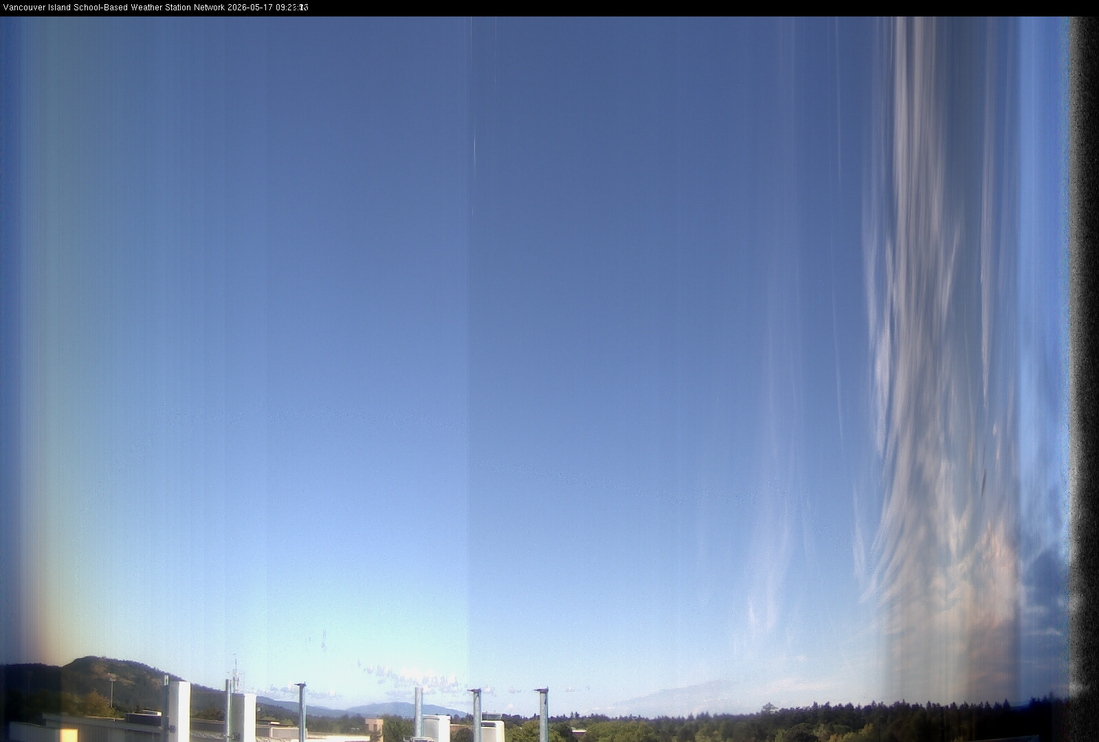 2026-05-17 image of the sky seen from UVic, each column of pixels is a different minute, keogram