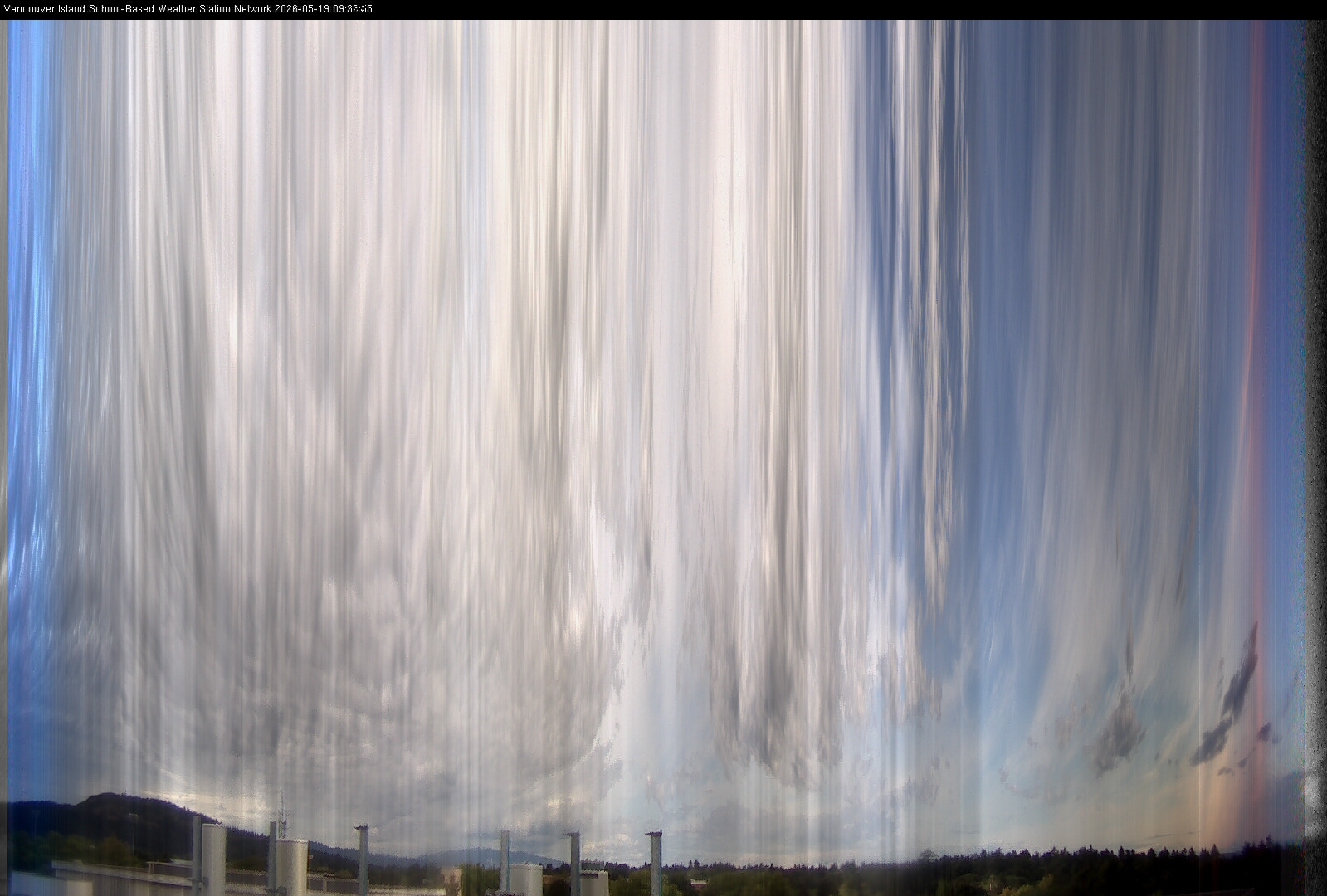 2026-05-19 image of the sky seen from UVic, each column of pixels is a different minute, keogram